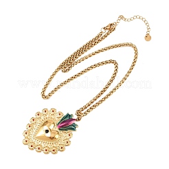 304 Stainless Steel Enamel Heart Pendant Wheat Chain Necklaces&nbsp;NJEW-P430-04A-G