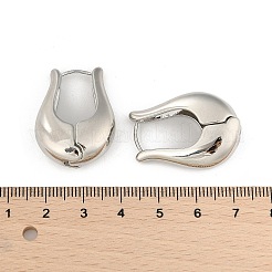 女性のための真鍮のフープピアス  花  プラチナ  29x10mm&nbsp;LS-EJEW-U041-05P