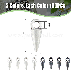 200本2色合金チャーム  コーンチャーム  ミックスカラー  11x4mm  穴：2mm  100個/カラー&nbsp;FIND-DC0004-67