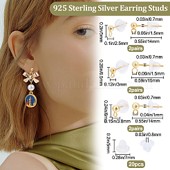 6 Pairs 3 Size 925 Sterling Silver Ear Stud Findings&nbsp;STER-BBC0001-63G