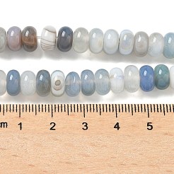 天然バンデットアゲートビーズ連売り  染め＆加熱  ロンデル  グレードA  ライトブルー  8~8.5x5mm  穴：1mm  約76~77個/連  14.76~14.96インチ（37.5~38cm）&nbsp;G-F790-I01-01A
