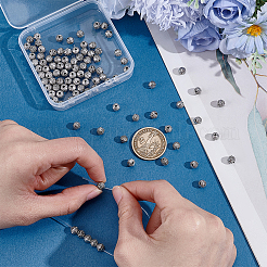 100個5スタイルチベットスタイルアロイビーズ  ラウンド  アンティークシルバー  6x5.5mm  穴：1.8mm&nbsp;FIND-PH0060-14