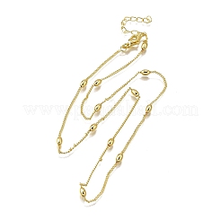 3mm 真鍮楕円ツイストチェーンネックレス  鉛フリー＆カドミウムフリー  長持ちメッキ  ラックめっき  18KGP本金メッキ  17.52インチ（44.5cm）&nbsp;NJEW-M108-01G