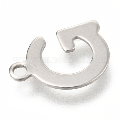 変色しない201ステンレススチールチャーム  アルファベット  文字.g  12x8.4x0.6mm  穴：1.4mm&nbsp;STAS-C021-06P-G