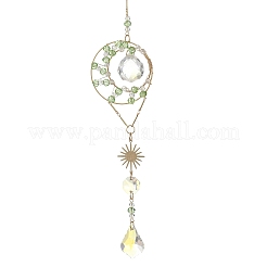 Wire Wrapped Glass Beads Suncatcher&nbsp;HJEW-JM05003