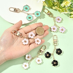 5 Styles Flower Alloy Enamel Pendant Decorations&nbsp;HJEW-YW00305