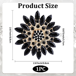 衣類用合金アクリルラペルピン1個  花  ブラック  67mm&nbsp;JEWB-CP0001-55A