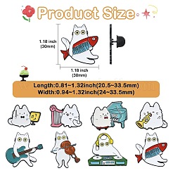8Pcs 8 Styles Cat Shape & Musical Innstrument Theme Enamel Pin&nbsp;JEWB-CJ0003-58