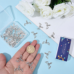 チベットスタイルの合金シャンデリア部品40個  鉛フリー及びカドミウムフリー  花  アンティークシルバー  27x21x1.5mm  穴：2mm&nbsp;FIND-SC0023-76