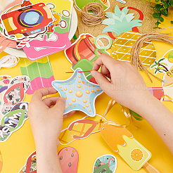 5 Bags 5 Style Summer Birthday Theme Paper Hanging Decorations & Flag Banners&nbsp;HJEW-GA0001-46
