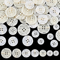 70種類の樹脂ボタン7個  服装アクセサリー  4穴  フラットラウンド  ホワイト  15~30mm  10個/スタイル&nbsp;BUTT-PH0001-73