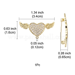 Brass Micro Pave Clear Cubic Zirconia Brooch Findings&nbsp;JEWB-YW0001-02G