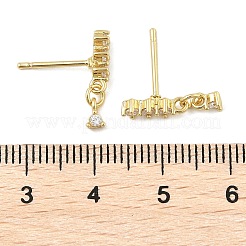 Brass Micro Pave Clear Cubic Zirconia Stud Earrings&nbsp;EJEW-R016-26G-01