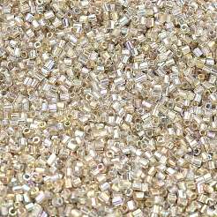Fgb 15/0グレードaガラスシードビーズ  六角形（ツーカット）  銀並ぶ  透明  1~2 1~1.5 MMXmm  穴：0.5mm  約100000個/ポンド&nbsp;SEED-A023-F15-H634