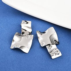 304ステンレススチール製スクエアダングルスタッドピアス  ステンレス鋼色  40.5x22mm&nbsp;LS-EJEW-K268-79A-P
