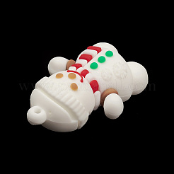 PVCプラスチッククリスマススタイルの大きなペンダント  雪だるま  53x37x20.5mm  穴：3mm&nbsp;PVC-O001-02G