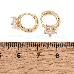 Brass Micro Pave Cubic Zirconia Hoop Earrings&nbsp;KK-CBAD29A-06G