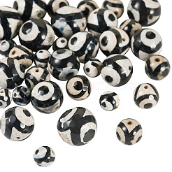 36Pcs 4 Styles Tibetan Style dZi 3-Eye Beads&nbsp;G-TA0002-68
