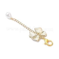 Bowknot Alloy Enamel & ABS Plastic Imitation Pearl Pendant Decorations&nbsp;HJEW-JM04237-04