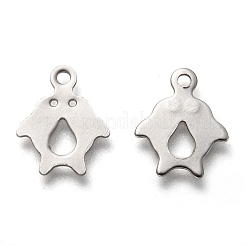 変色しない201ステンレススチールチャーム  レーザー切断  ペンギン  ステンレス鋼色  12.5x10x0.7mm  穴：1.4mm&nbsp;STAS-B001-48P