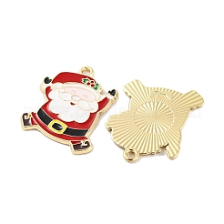 クリスマステーマラックメッキ合金ペンダント  エナメル  カドミウムフリー＆ニッケルフリー＆鉛フリー  ゴールドカラー  サンタクロース  27.5x24x1.5mm  穴：1.8~2mm&nbsp;FIND-M020-04G-02