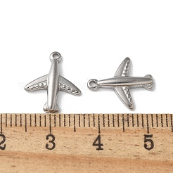 304ステンレスペンダント  飛行機チャーム  ステンレス鋼色  14x12x2.5mm  穴：1mm&nbsp;STAS-I330-063P