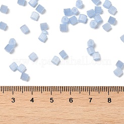 ガラスシードビーズ  模造キャットアイ  丸い穴  六角  ライトスカイブルー  3.5x3.8x3.5mm  穴：1mm  約140個/10g&nbsp;X1-SEED-H002-D-A813