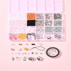 DIY携帯ストラップ作成キット  ポリエステルコード携帯ストラップを含む  アクリル、プラスチック、ステンレススチールビーズ  304ステンレススチール製ロブスタークロウ留め金  ミックスカラー&nbsp;DIY-FS0008-60