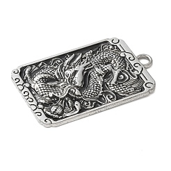 合金のチベット風チャーム  ドラゴンチャーム  長方形  47x28.5x2mm  穴：3mm&nbsp;PALLOY-F314-01A