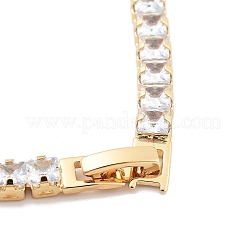 Brass Pave Clear Cubic Zirconia Square Link Bracelets&nbsp;BJEW-B094-09G