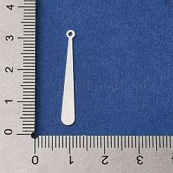真鍮チャーム  カドミウムフリー＆鉛フリー  ティアドロップ  925銀メッキ  30x4x0.3mm  穴：1.2mm&nbsp;KK-P259-11P