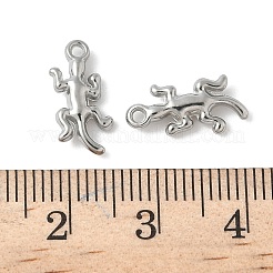 304ステンレススチールチャーム  ヤモリのチャーム  変色防止  ステンレス鋼色  14x7x2.5mm  穴：1.2mm&nbsp;STAS-F320-11P