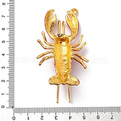 合金エナメルチャーム  ゴールドカラー  エビ  68.5x38x22mm  穴：2.7mm&nbsp;X-FIND-I053-01G-02