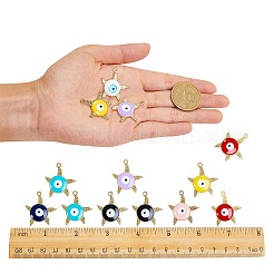 16Pcs 8 Colors Alloy Enamel Pendants&nbsp;ENAM-SZ0001-38LG