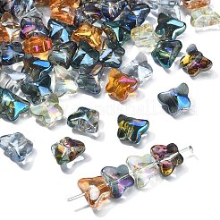 100色電気メッキ透明ガラスビーズ10個。  蝶  ミックスカラー  7.5x10x6mm  穴：1mm  10個/カラー&nbsp;EGLA-CJ0001-13
