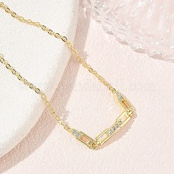 Brass Micro Pave Clear Cubic Zirconia Rectangle Link Bracelets&nbsp;KK-CBA6980-15G
