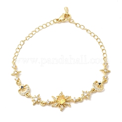 Brass Micro Pave Cubic Zirconia Link Bracelets&nbsp;BJEW-H639-06G