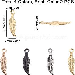 8個4色304ステンレスペンダント  イオンプレーティング（ip）  羽  ミックスカラー  25.5x6x2.5mm  穴：2mm  2個/カラー&nbsp;STAS-UN0021-06