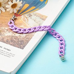 不透明なアクリルカーブチェーン電話ケースチェーン  真鍮製ネジナットと鉄製ネジ付き  DIYの電話ケースの装飾用  ミディアム蘭  19cm&nbsp;HJEW-JM00512-02