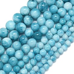 天然石マレーシアジェイドビーズ連売り  染め＆加熱  ラウンド  ライトスカイブルー  6mm  穴：0.9~1mm  約60~62個/連  15.08''~15.16''（38.3~38.5センチメートル）&nbsp;G-B165-C09-6mm