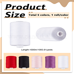 5 Rolls 5 Colors Polyester Threads&nbsp;AJEW-LP0010-16A