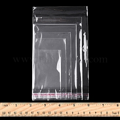 300個 6種類のスタイルのOPPセロハントップ粘着バッグ  長方形  透明  9~17x5~10cm  50個/スタイル&nbsp;OPC-FS0001-04