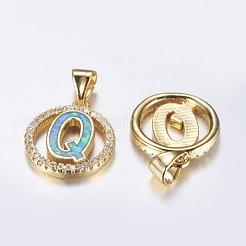 Brass Micro Pave Cubic Zirconia Pendants&nbsp;ZIRC-G124-01G-Q