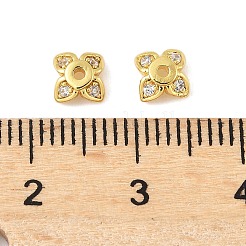 Brass Micro Pave Clear Cubic Zirconia Bead Caps&nbsp;KK-V015-05G-01