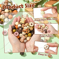 ラウンド食品グレードの環境に優しいシリコーン ビーズ  ミックスカラー  11.5~31x14~24x7.5~14mm  穴：2~3mm  6色  5個/カラー  合計105個&nbsp;SIL-CJ0002-72