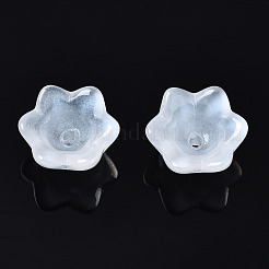 透明なスプレー塗装ガラスビーズ  花  ホワイト  7x11.5x11.5mm  穴：1.2mm&nbsp;GLAA-Q089-002A-003