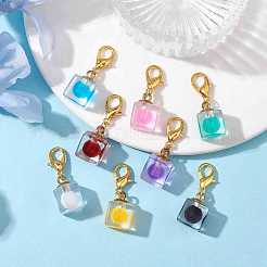8 個のプラスチックペンダント装飾  合金製カニカン付き  キューブ  カラフル  33.5~34mm&nbsp;HJEW-JM01822