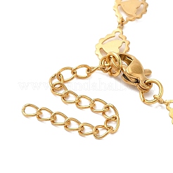 女性用304ステンレススチールチェーンブレスレット  ゴールドカラー  ハート  7-1/2インチ（18.9cm）  リンク：13x7mm&nbsp;BJEW-I313-06