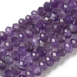 天然石アメジストビーズ連売り  多面カット  ロンデル  パープル  5.5~6.5x4.5mm  穴：1mm  約91~94個/連  15.35''（39cm）〜15.43''（39.2cm）&nbsp;G-D344-A37-01