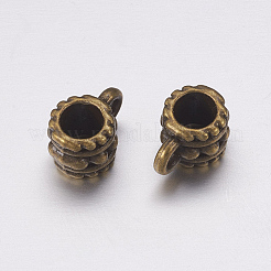 チベット風チャームベイル  保釈ビーズ  鉛フリーとニッケルフリー  コラム  アンティークブロンズ  7.2x6.5mm  穴：2.1mm  内径：4.3mm&nbsp;X-MAB644H-NF